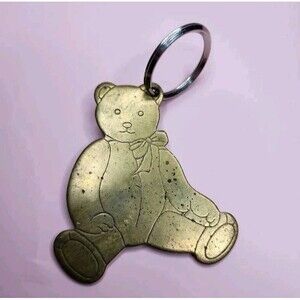 Vintage Gordon Fraser Teddy Bear Keychain Solid Brass Signed Cute Animal